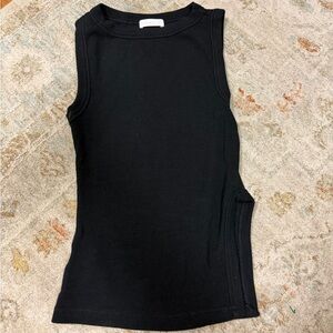 Black Ribbed Sleeveless Tank Top